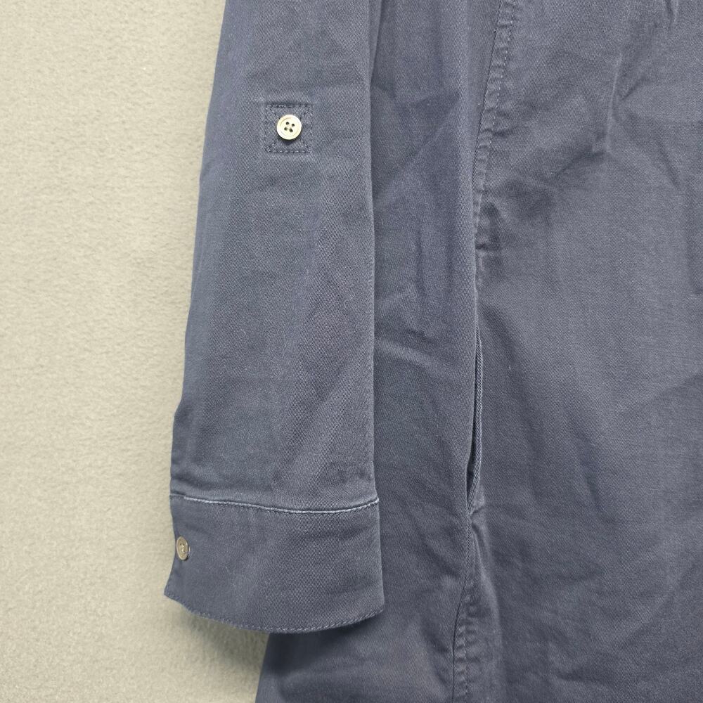J Jill Blue Button Front Shirt Dress Womens 14 Cotton Stretch Midi Casual - Picture 8 of 9